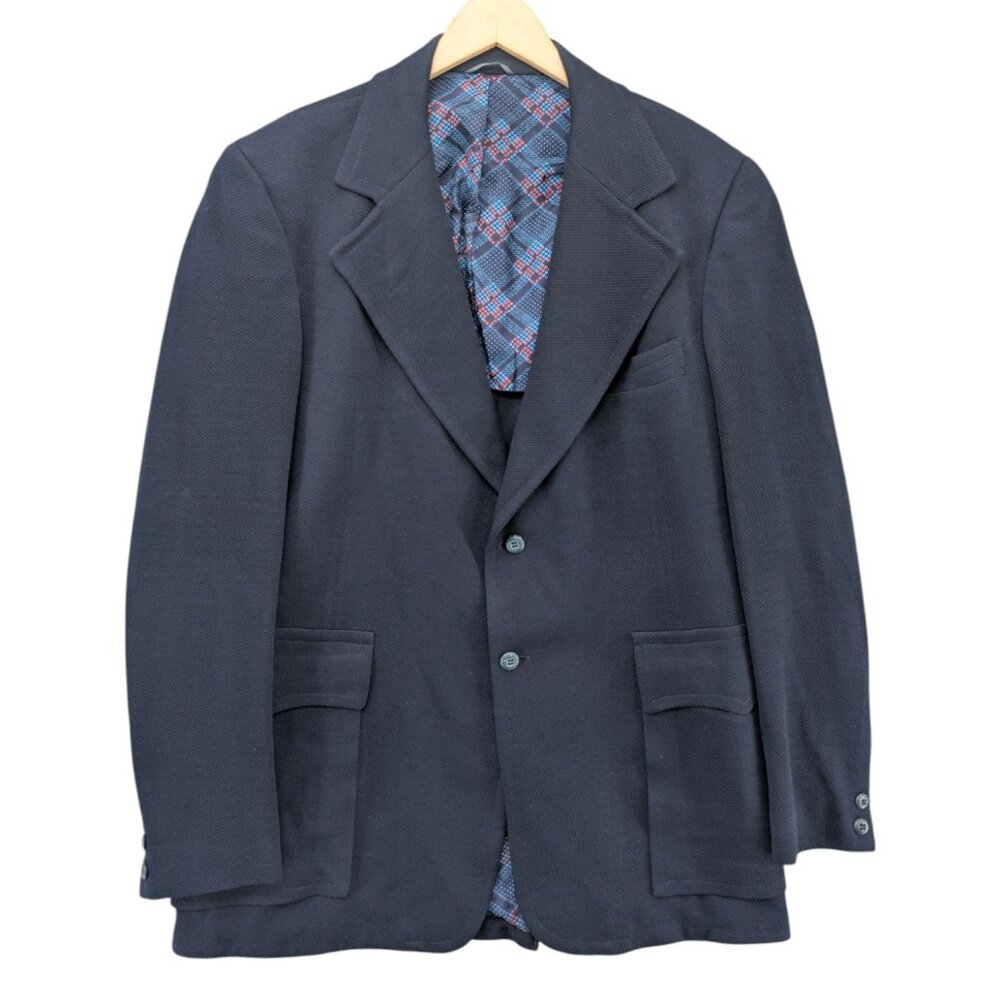 Classic Navy Worsted Wool Blazer 42R